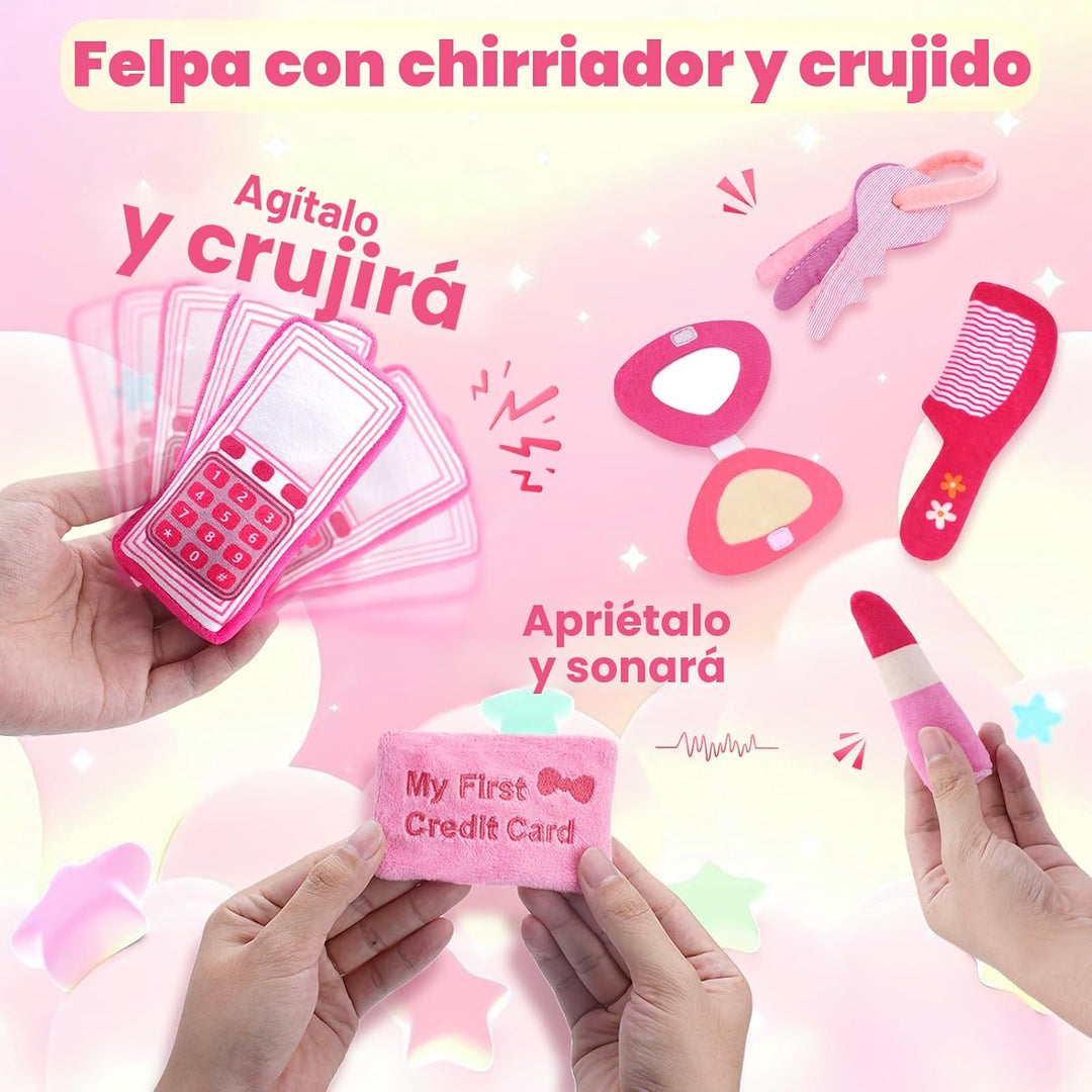 GERBIT My First - Juego de bolso rosa de peluche, con 6 piezas de p...