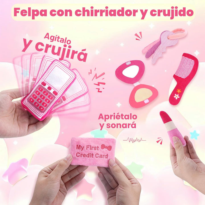 GERBIT My First - Juego de bolso rosa de peluche, con 6 piezas de p...