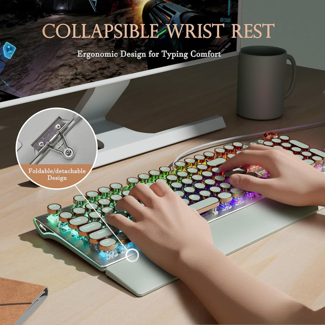 RK ROYAL KLUDGE Teclado mecánico estilo máquina de escribir X108, t...