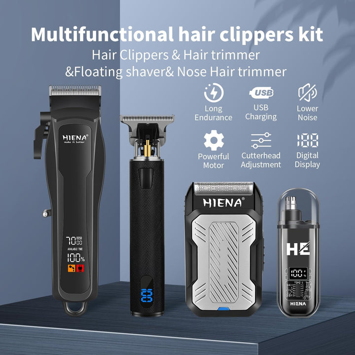HIENA PRO - Cortadora de pelo inalámbrica para hombre, kit de peluq...