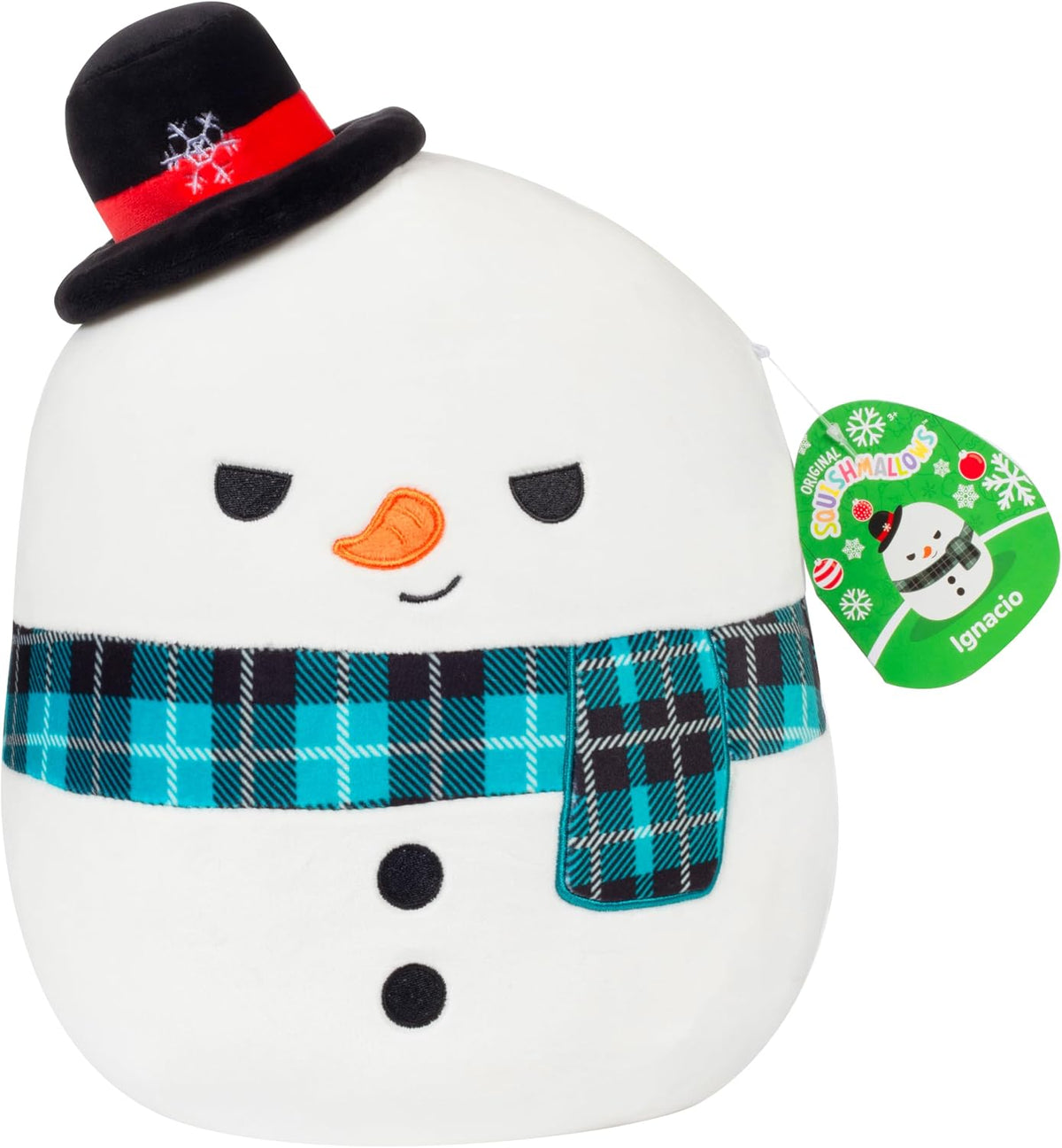 Squishmallow Ignacio Snowman Holiday Jazwares - Peluche de 10 pulgadas