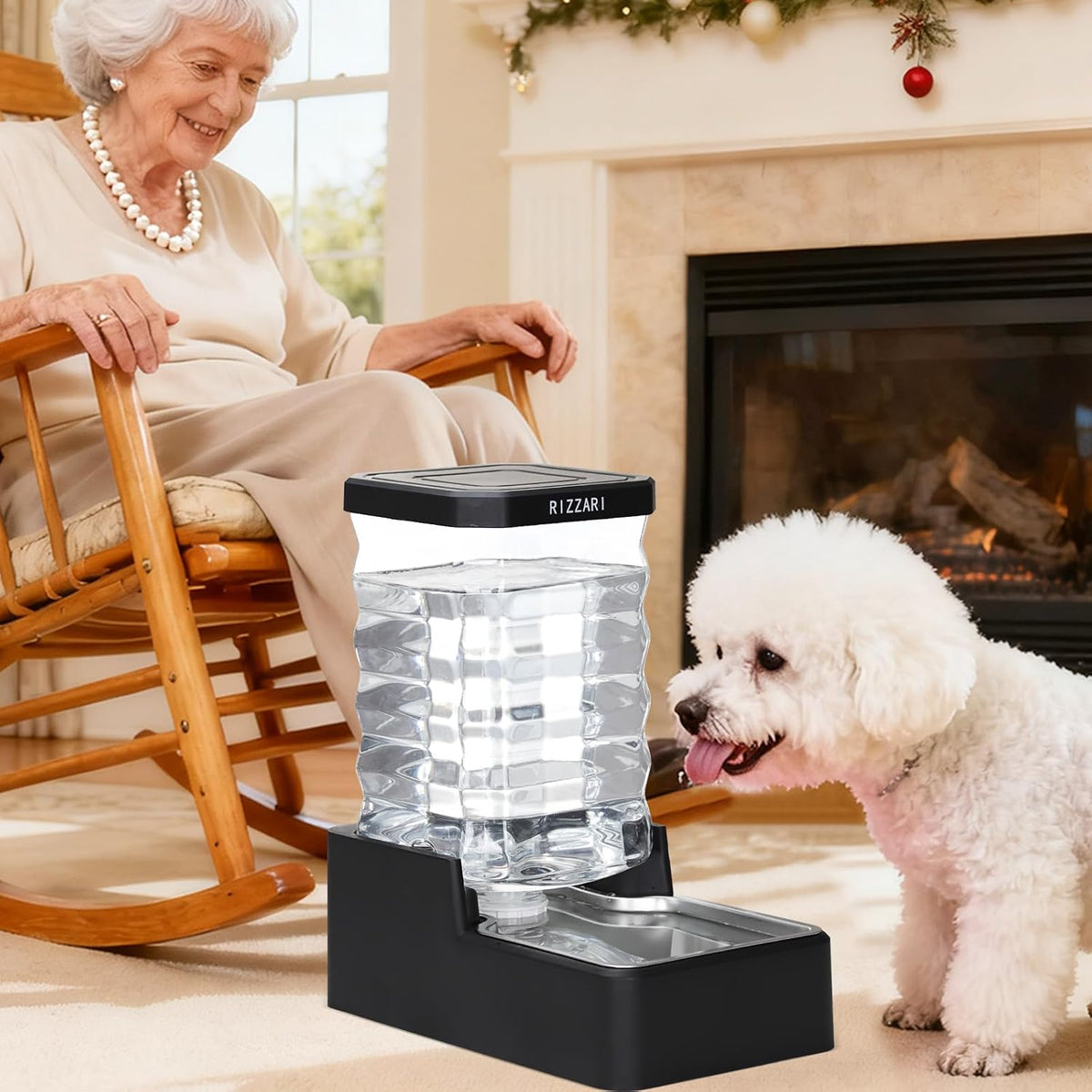 RIZZARI Dispensador de agua para perros con gravedad de 2.1 galones: sin