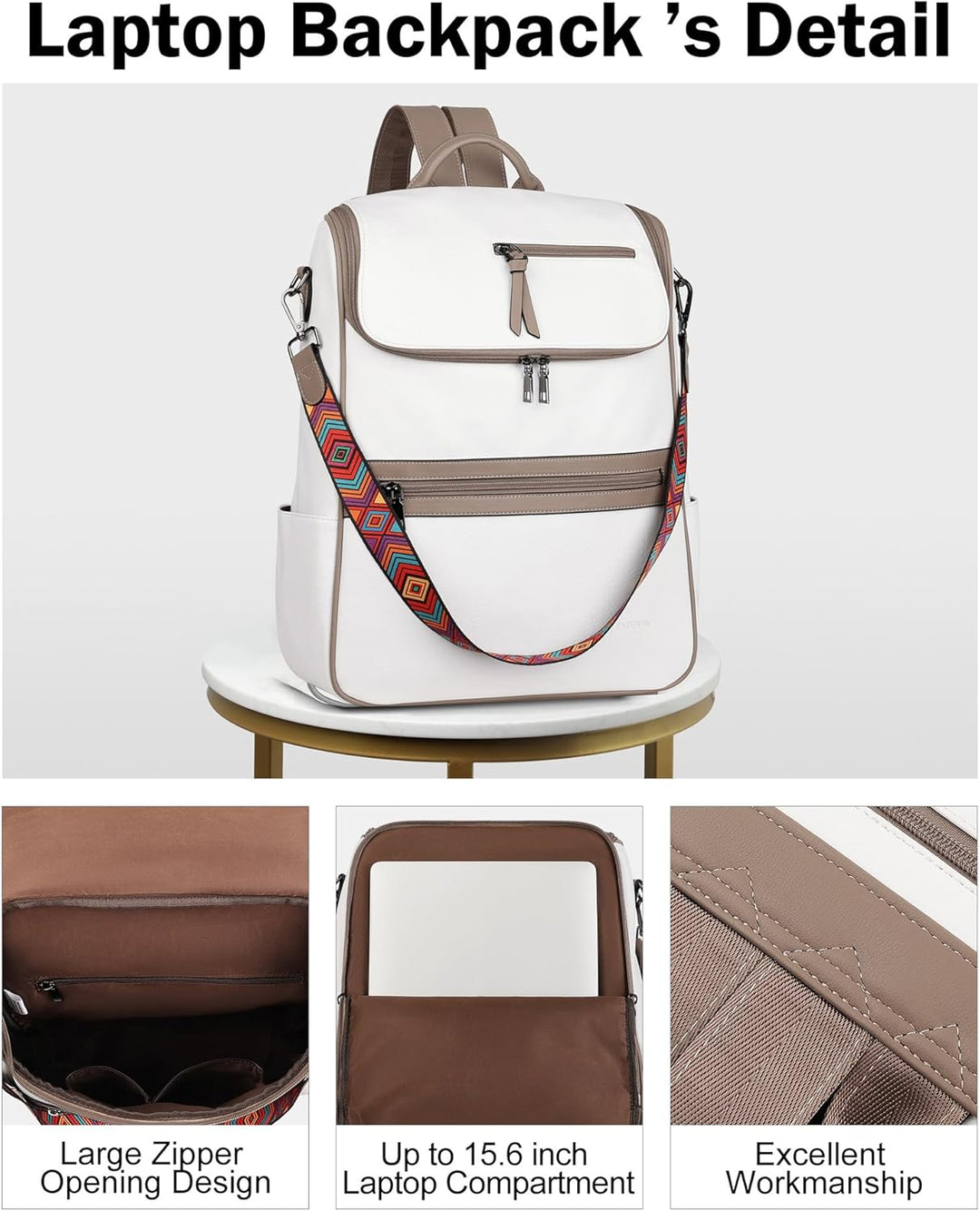 FADEON Mochila para computadora portátil para mujer, mochila de via...