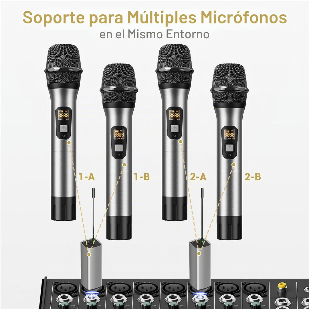 TONOR Micrófonos inalámbricos, sistema de micrófono dinámico de met...
