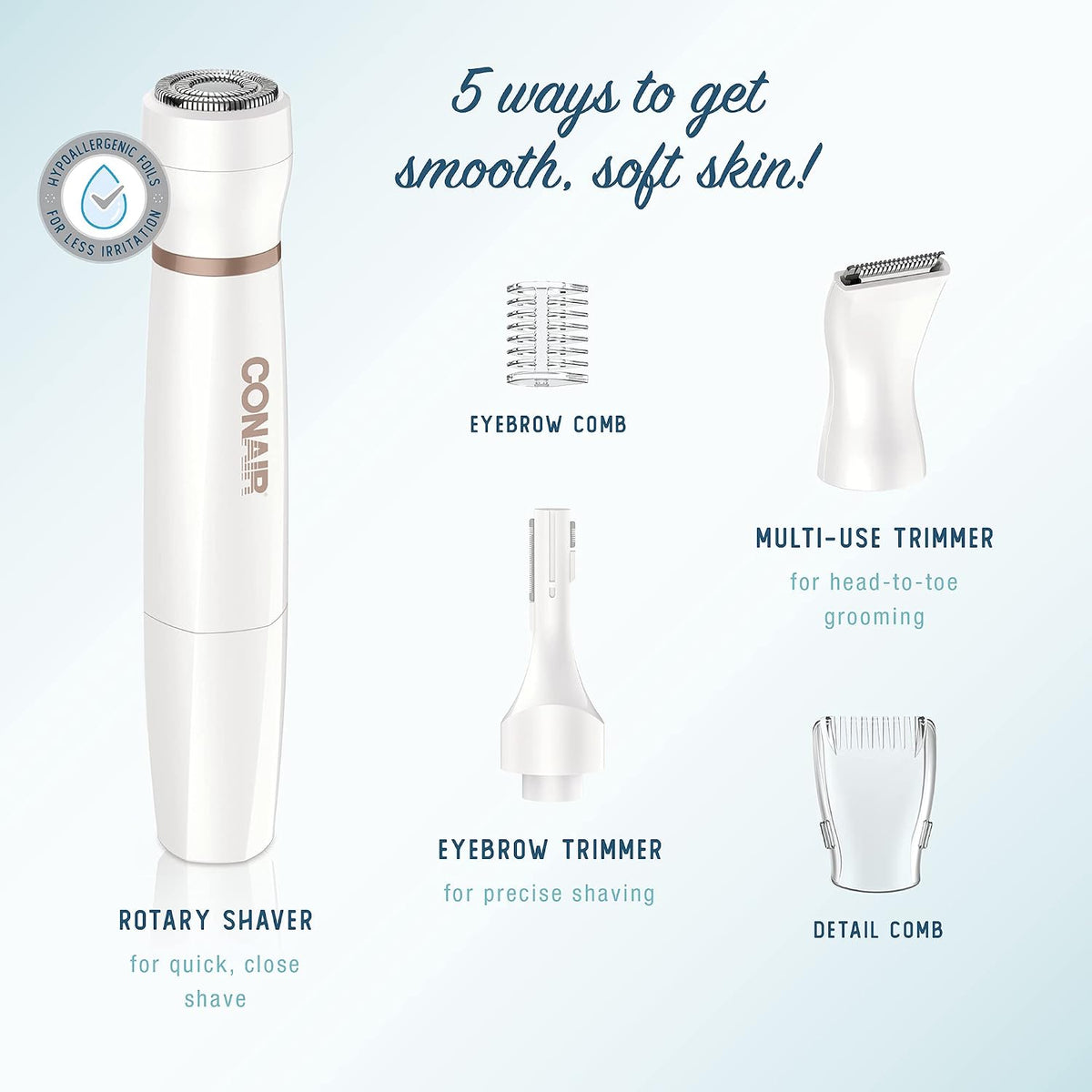 Conair Depilación facial todo en 1 para mujeres, recortadora eléctr...