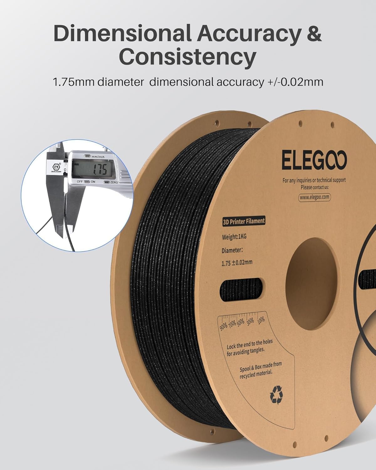 ELEGOO - Filamento PLA de 1.75 mm (4\/64 pulgadas), amarillo dorado...