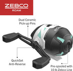Zebco Roam - Combo de caña de pescar telescópica y carrete de pesca giratorio o spincast, caña de fibra de vidrio duradera de 6 pies con mango ComfortGrip, pre-enrollada con línea de pesca Zebco Cajun