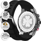 MULCO Reloj de Pulsera para Hombre Atlantis 46mm Caja de Acero Inoxidable Correa de Silicona Negra Movimiento Multifunción de Cuarzo Miyota JP25 10 ATM Resistente al Agua Reloj de Cara Grande para Hombre