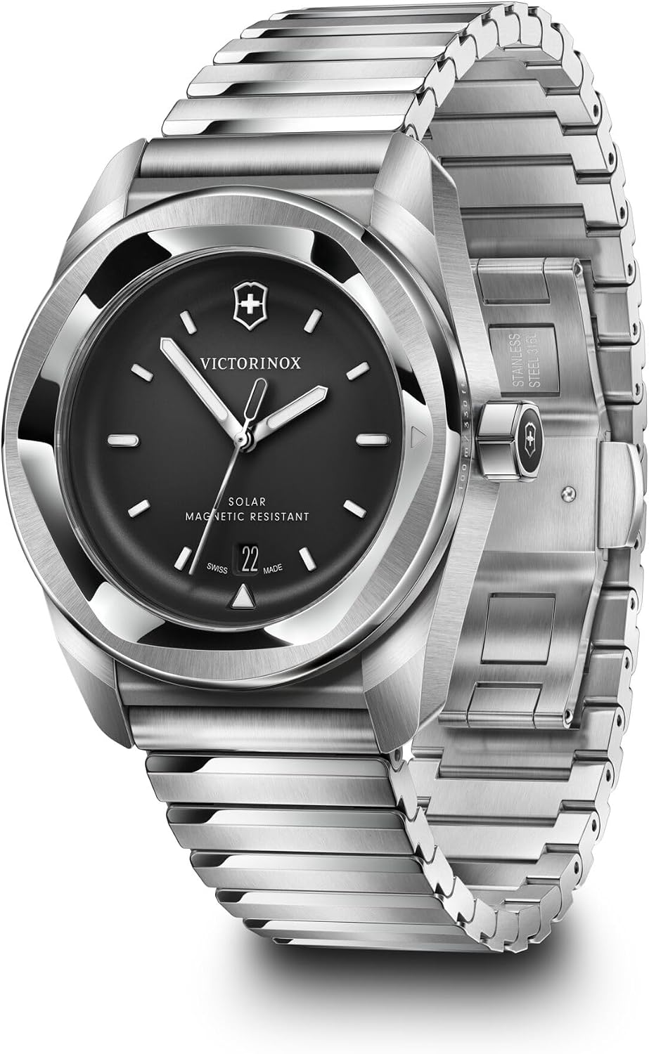 Reloj Victorinox Concept One Solar esfera negra correa de caucho 39mm
