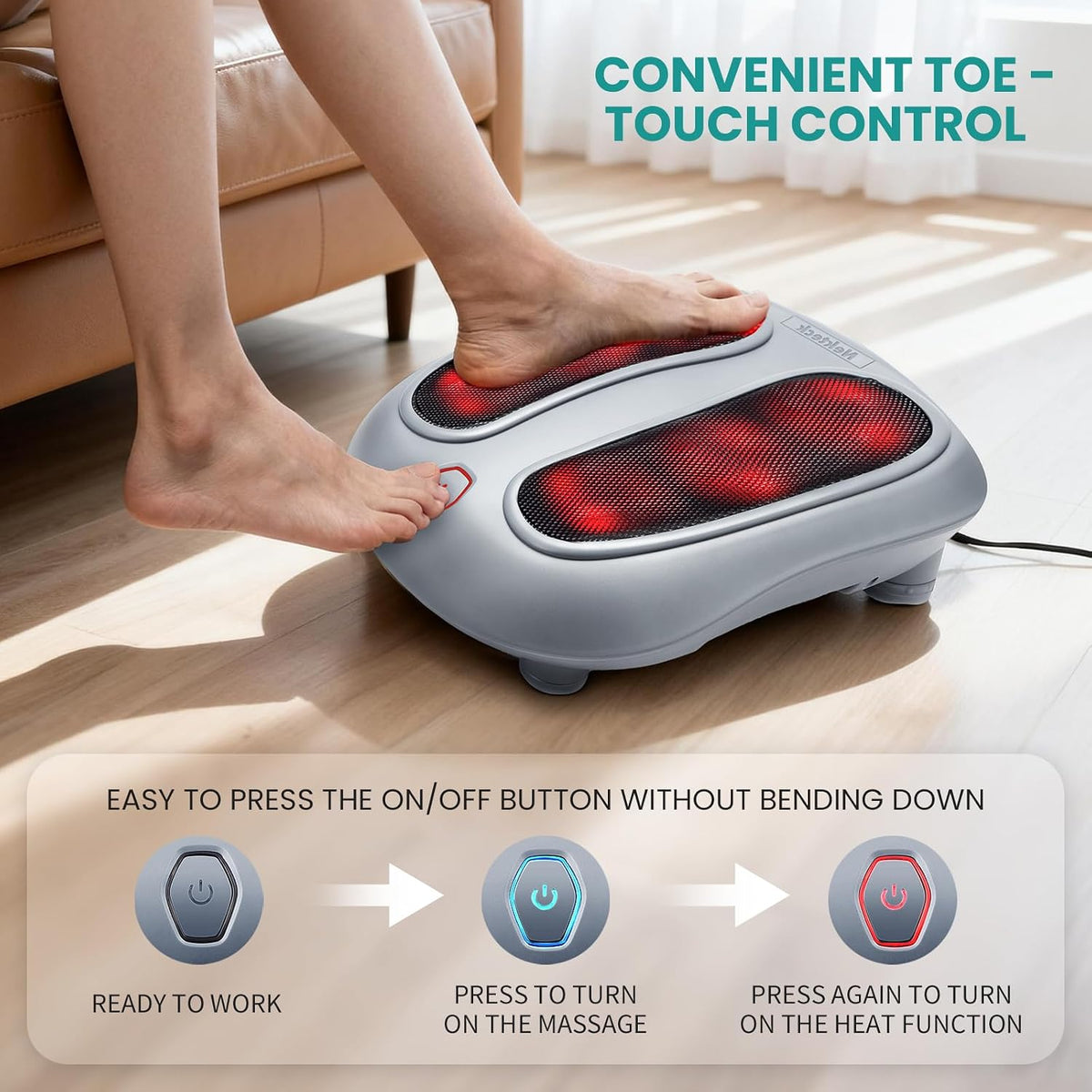 Nekteck Masajeador de pies Shiatsu con calor para fascitis plantar