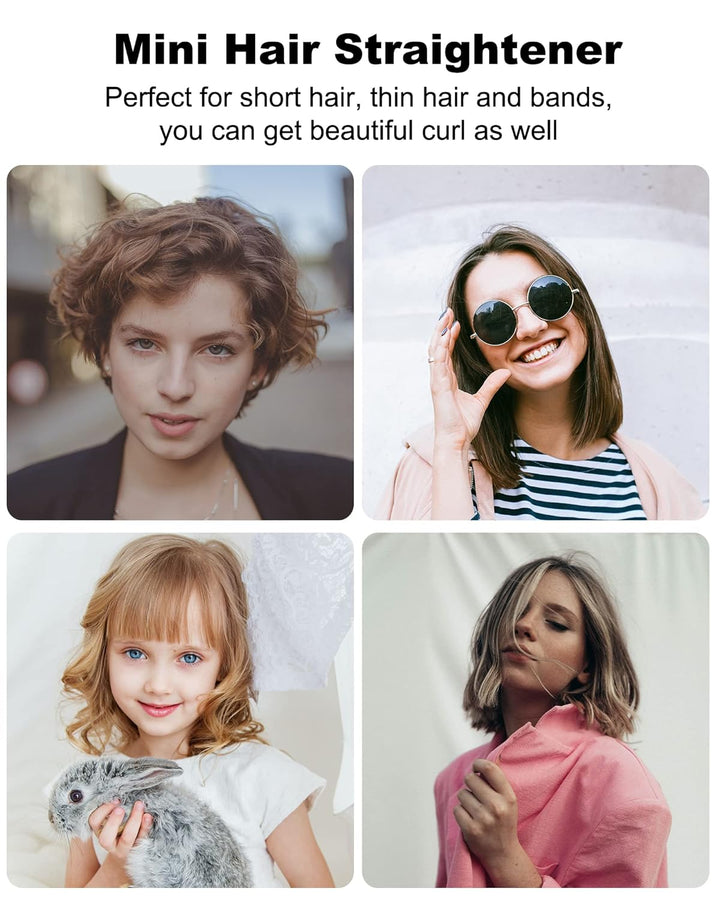 Youuish Mini plancha plana para cabello corto y flequillo, plancha...