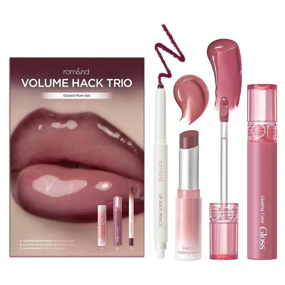 rom&amp;nd Volume Hack Trio | Juego combinado de labios voluminosos...