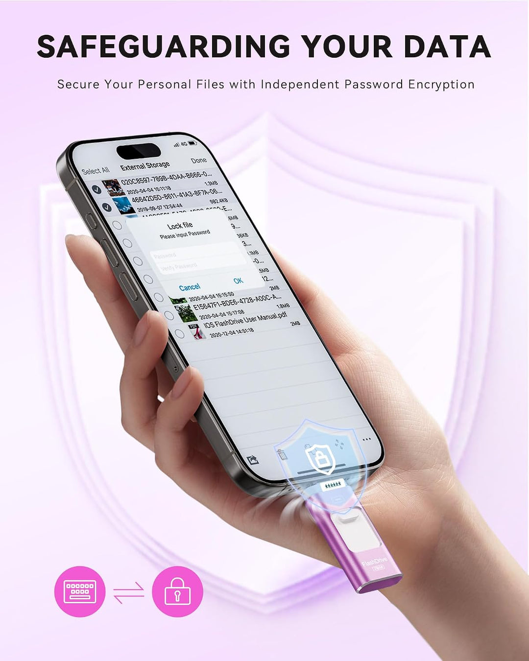 Unidad Flash Certificada Apple MFi de 256GB para iPhone, Stick de F...