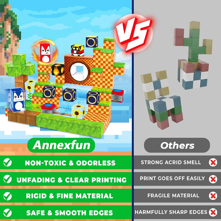Annexfun Bloques Magnéticos - 100 Piezas Bloques de Construcción -...