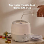 Frida Baby Humidificador de niebla fría 3 en 1 para habitaciones grandes, humidificador de relleno superior para recámara, alivio de alergias, tiempo de funcionamiento de 60 horas + luz nocturna