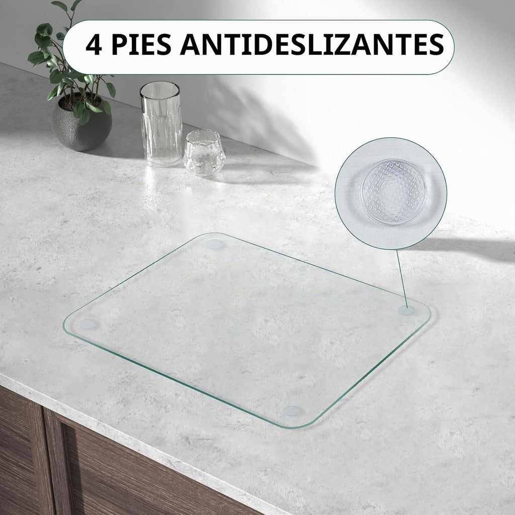 Tabla de cortar de vidrio para cocina, tabla de cortar templado transparente para encimera, tabla de cortar antideslizante, protección de mesa, resistente al calor, resistente a las roturas