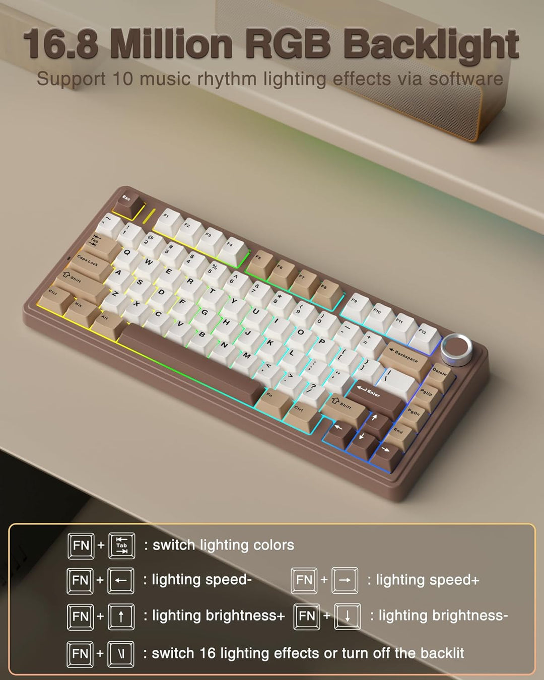 AULA Teclado mecánico inalámbrico F75 75%, teclado cremoso intercam...