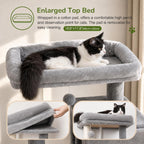 Globlazer - Árbol para gatos con torre y poste para rascar para gatos de interior, de 53 pulgadas de altura; casa de gatos de varios niveles de felpa con hamaca grande, cueva espaciosa para gatos