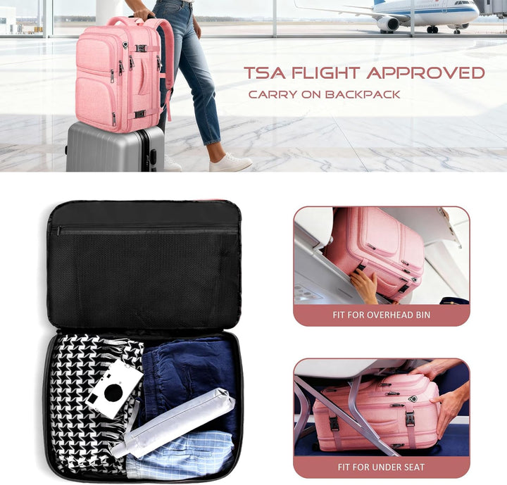 Fxcelets Mochila de viaje para mujer, mochila de transporte expansi...