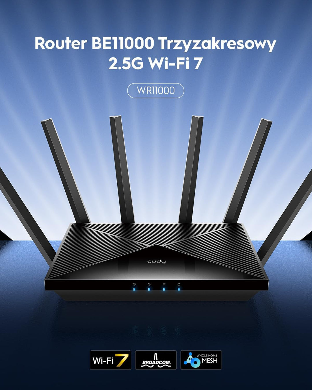 Cudy Enrutador WiFi 7 BE11000 Tri-Band, 6-Stream 10 Gbps, 4 puertos...