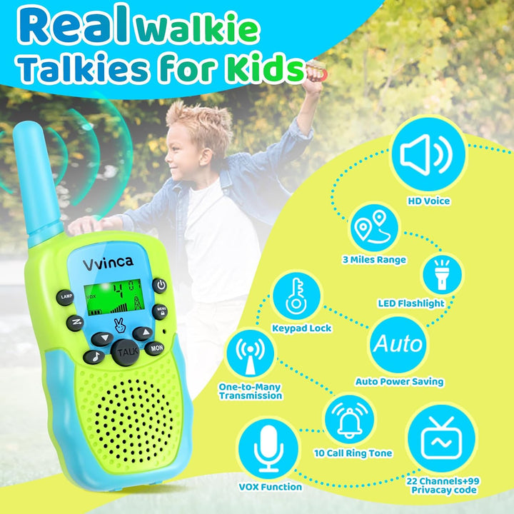 Vvinca Walkie Talkies para niños recargables, juguetes de radio de...