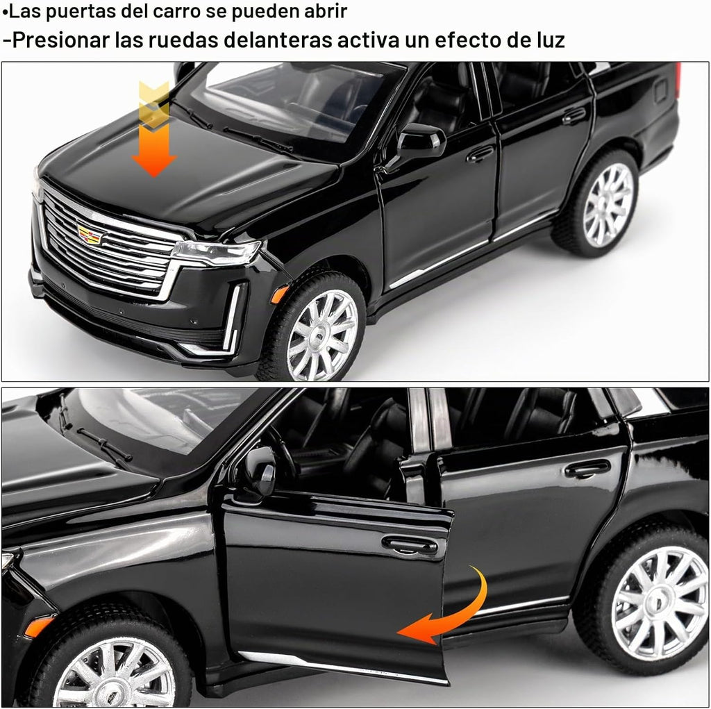 Modelo de automóvil a escala 1/32 compatible con Escalade SUV, vehículo de juguete fundido a presión, aleación de zinc con sonido y luz para adultos, niños y niñas, 3, 4, 5, 6, 7, 8, negro