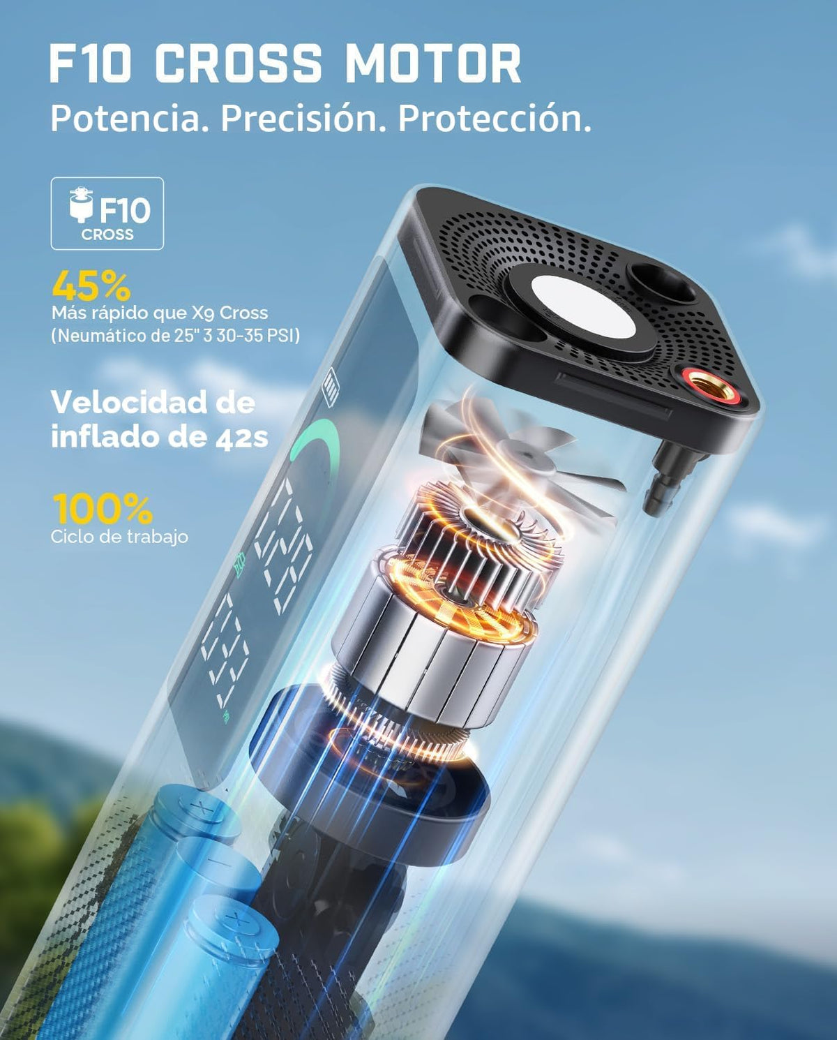 Fanttik X10 Inflador de Neumáticos Cruz Compresor de Aire Portátil,...