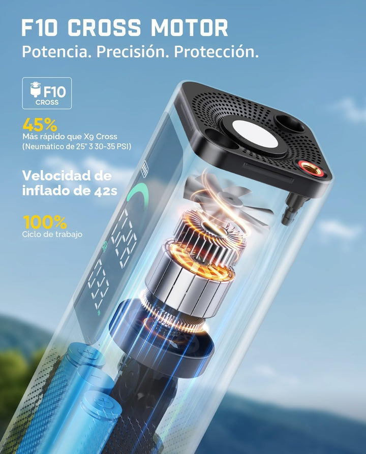 Fanttik X10 Inflador de Neumáticos Cruz Compresor de Aire Portátil,...