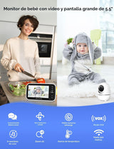 GoodBaby Monitor de bebé con cámara y audio, sin WiFi, zoom panorám...