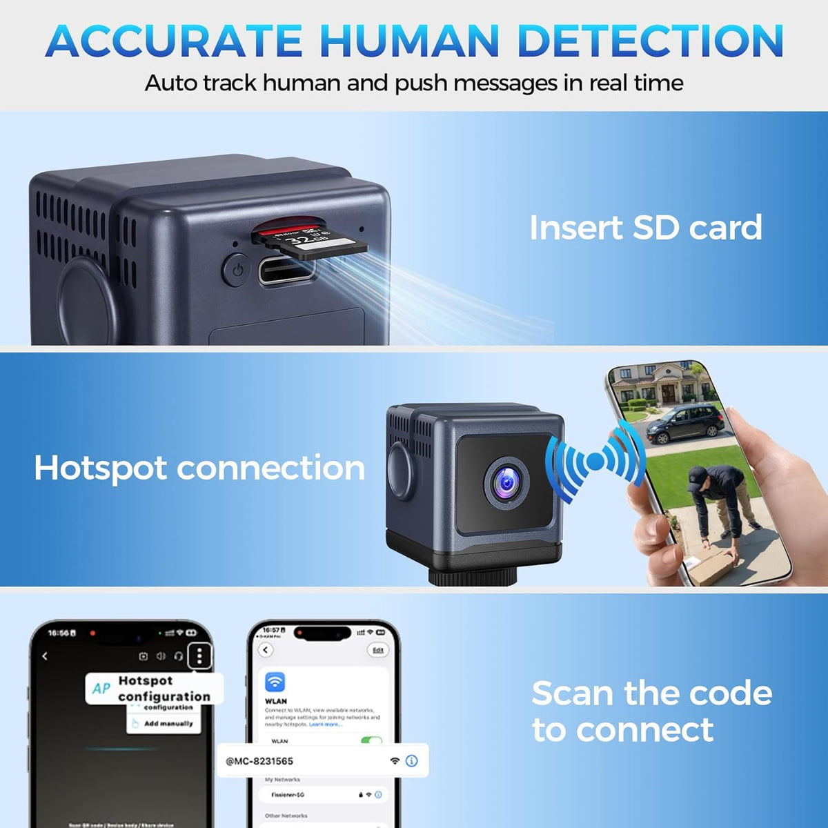 HSKAH Mini cámara WiFi HD 1080P inalámbrica Nanny Cam con visión no...