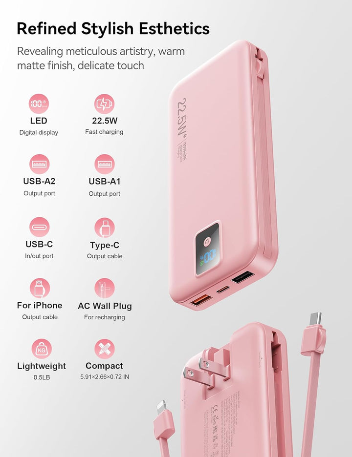 Portable Charger, 12000mAh 22.5W Fast Charging Power Bank with Buil...