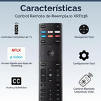 XRT136 - Control remoto de repuesto para televisores Vizio SmartCast, fácil configuración, infrarrojos, teclas de acceso directo, control remoto universal, compatible con D, E, M, P