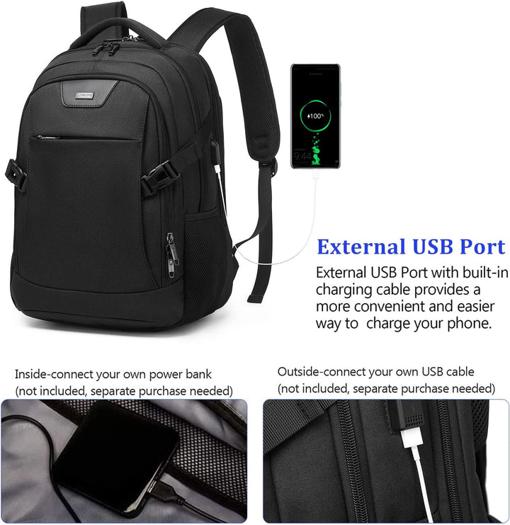 DUSLANG Mochila de viaje para laptop de trabajo con puerto de carga...