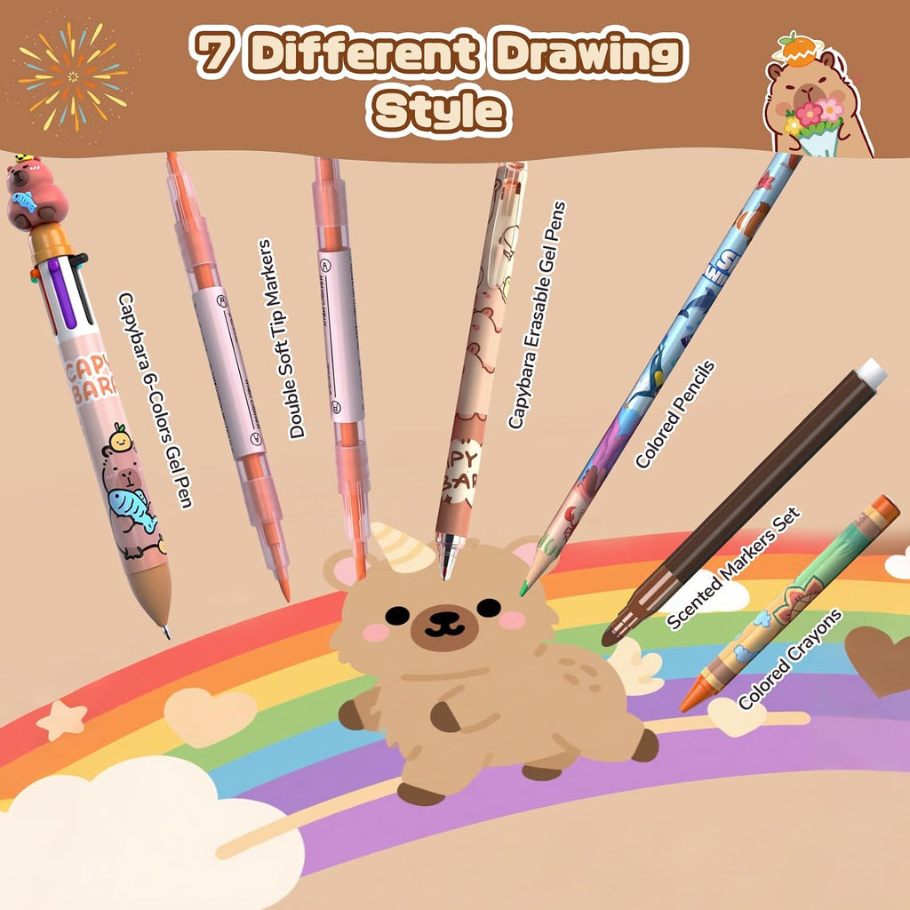 DreamyCandy - Kit de dibujo Capybara de 73 piezas para niños de 4 a 8 años