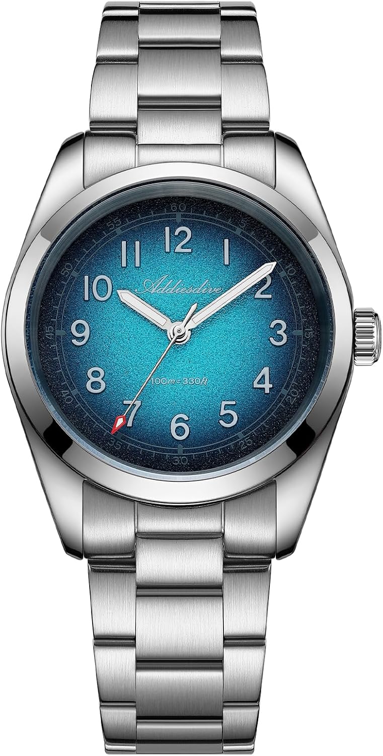 ADDIESDIVE 36MM Relojes para Hombre Dress 10MM Delgado Zafiro Resistente al Agua Lector Fácil