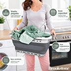 BROOKSTONE, 11 galones – [Nuestra cesta más grande de toda] Cesta de lavandería plegable de 24 pulgadas, asas de agarre antideslizantes cómodas, diseño minimalista que ahorra espacio, cesta