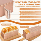 Pullman - Molde para pan con tapa, paquete de 2 unidades de 2.2 libras y 1 libra de capacidad de masa, sartén antiadherente de acero al carbono para pan sándwich y panes de masa madre, molde cuadrado para tostadas con herramientas para hornear, embalaje