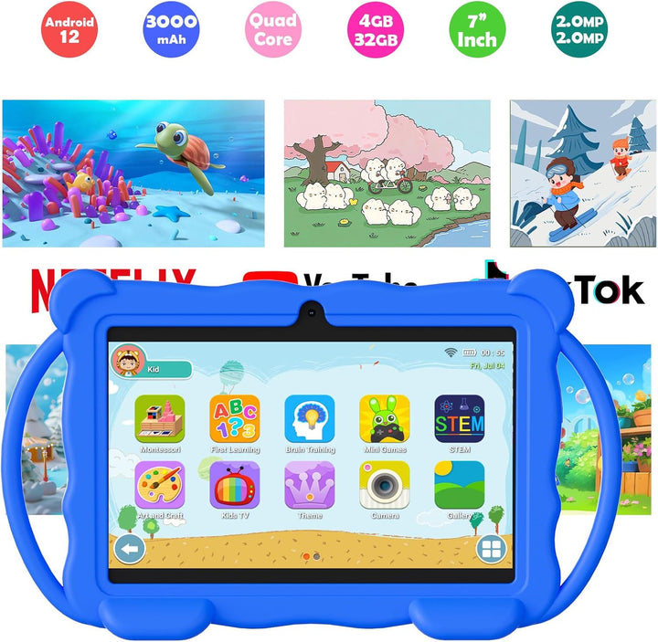 Nyxolaria Tableta infantil de 7 pulgadas para niños, Tableta de apr...