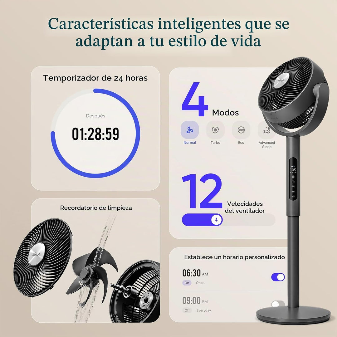 Levoit - Ventilador inteligente de pie para dormitorio, ventilador...