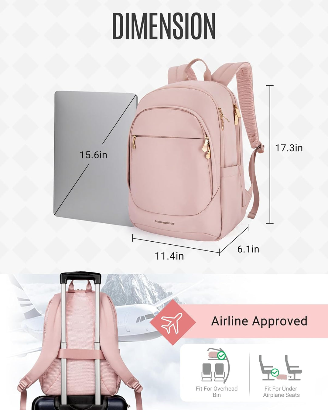 LIGHT FLIGHT - Mochila para laptop universitaria, mochila de viaje...
