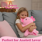 Animales de peluche con peso de ajolote calentado, 2.2 libras de felpa con peso de ajolote para microondas con bonita almohadilla térmica, animal de almohada cálida sin perfume para el período, mujeres, niñas, niños, adultos, regalo de cumpleaños de 16