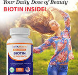 Vitamatic Biotina 10,000 mcg (10 mg) para cabello, piel y uñas más...