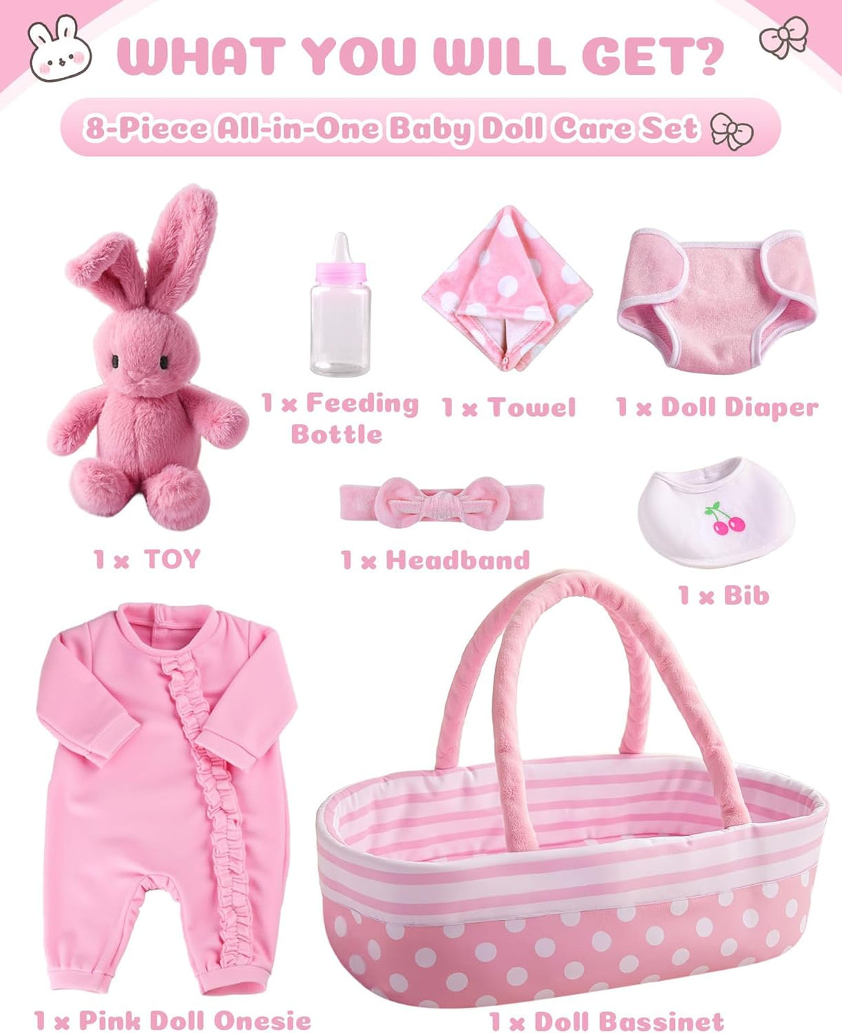 BABESIDE 8 piezas de accesorios para muñecas de bebé