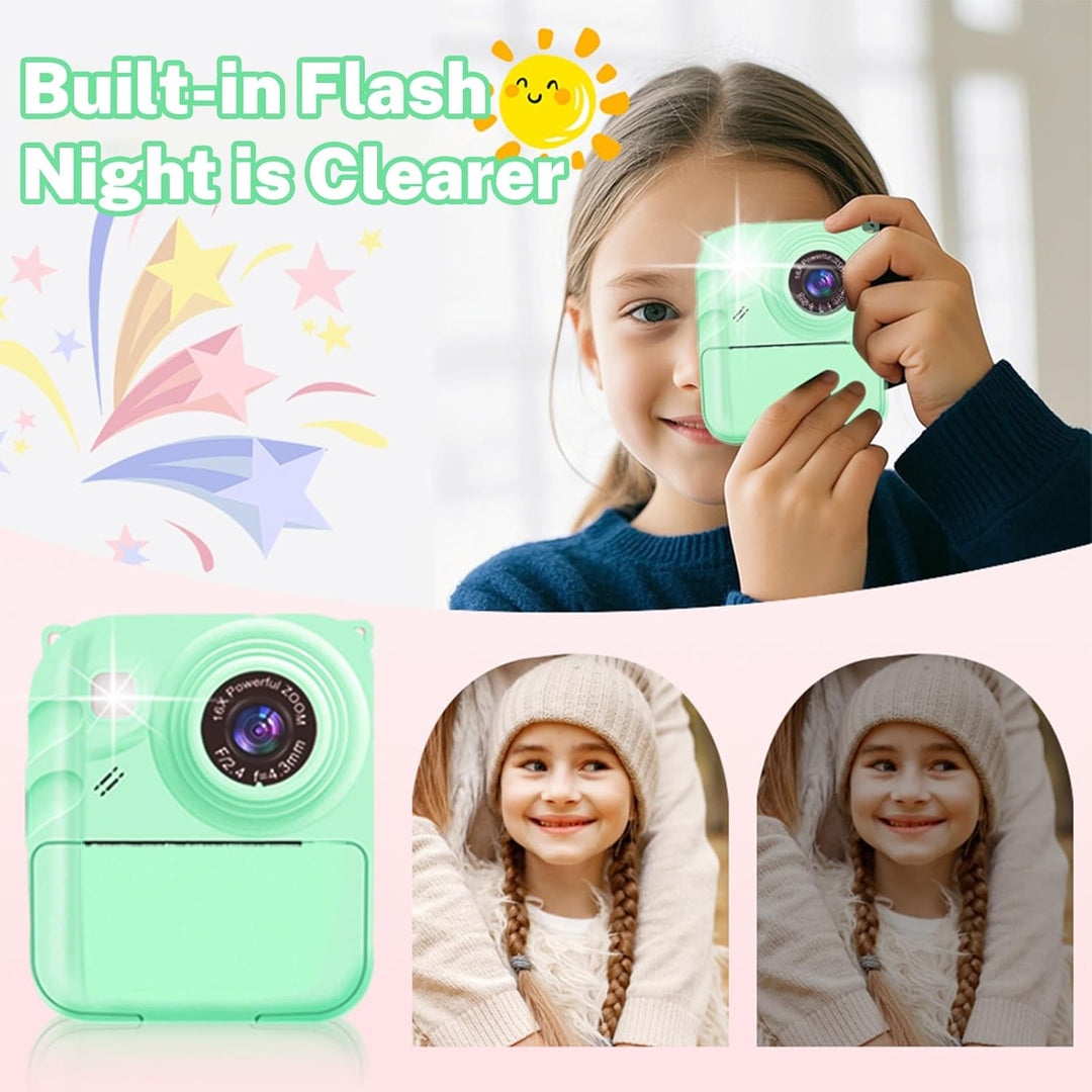 Cámara de impresión instantánea para niños, cámara de video 1080P c...