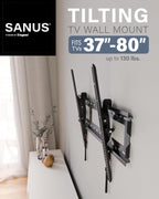 SANUS - Soporte de pared inclinable para televisores de 37 a 80 pulgadas de hasta 130 libras, con certificación UL