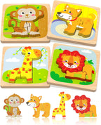 Benresive Rompecabezas de madera para niños pequeños, 12 piezas de...