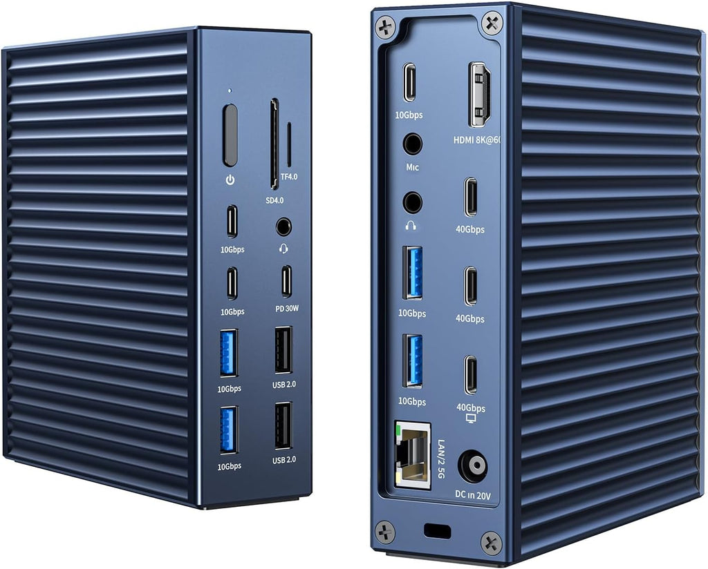 ACASIS Thunderbolt 4 Dock 21-IN-140 gbps para MacBook Pro Docking Station Dual Monitor, 8K60Hz HDMI 2.5 GbE Ethernet SD/TF 4.010Gbps 7*USB C/A, audio de 0.138 in, base de 40 Gbps para Mac/Dell/HP/Lenovo/ThinkPad