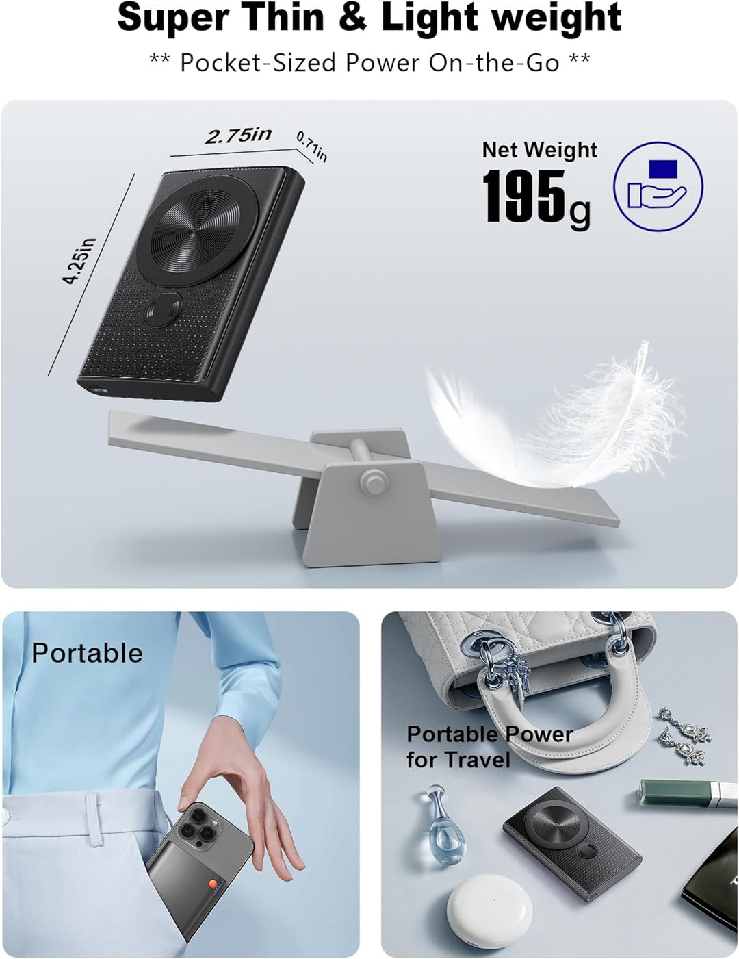 Kesguar - Cargador portátil magnético de 10000 mAh, banco de energí...