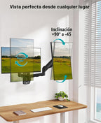 MOUNT PRO Soporte de pared para monitor dual para 2 pantallas de computadora de hasta 32 pulgadas, brazo de pared de doble monitor con capacidad para hasta 19.8 libras cada uno, soporte de monitor de