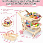 deAO Carro de compras para niños Carro de compras juguete de juego con 2